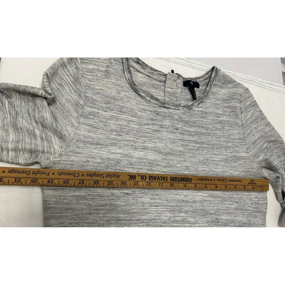 Gap L Teens Gray Heather CottonBlend A-Line Knee Dress Long Sleeve Back Zip0071
